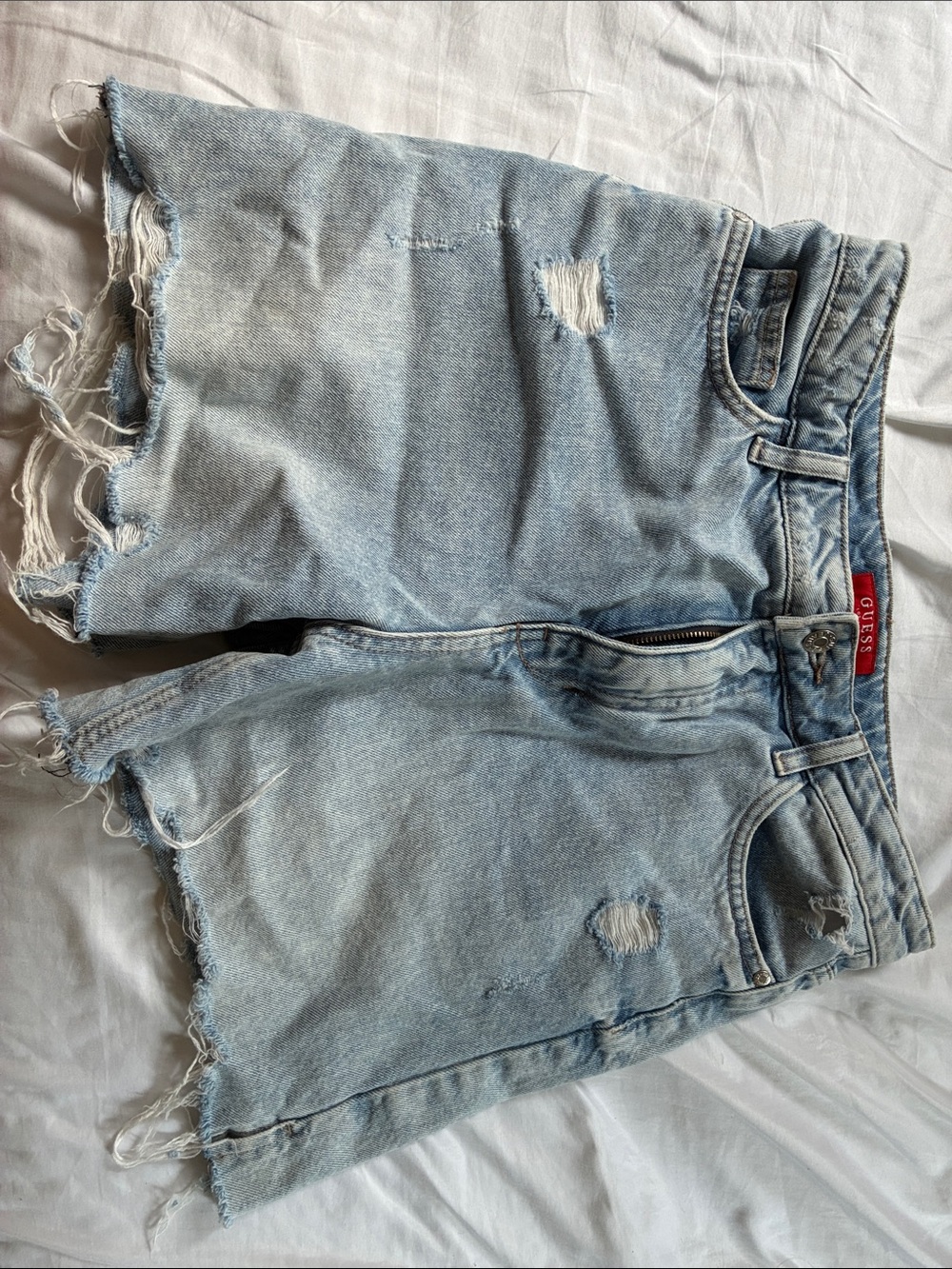 GUESS Light Wash Distressed Denim Shorts